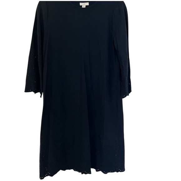 J. Jill women's 'Pacific' navy shift dress with eyelet trim sz small - Picture 5 of 8